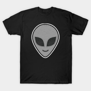 Alien Head happy emoji Embroidery style Patch design T-Shirt